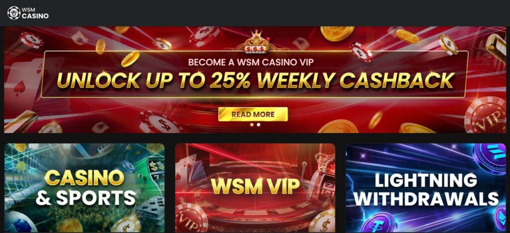 Home page di WSM Casino